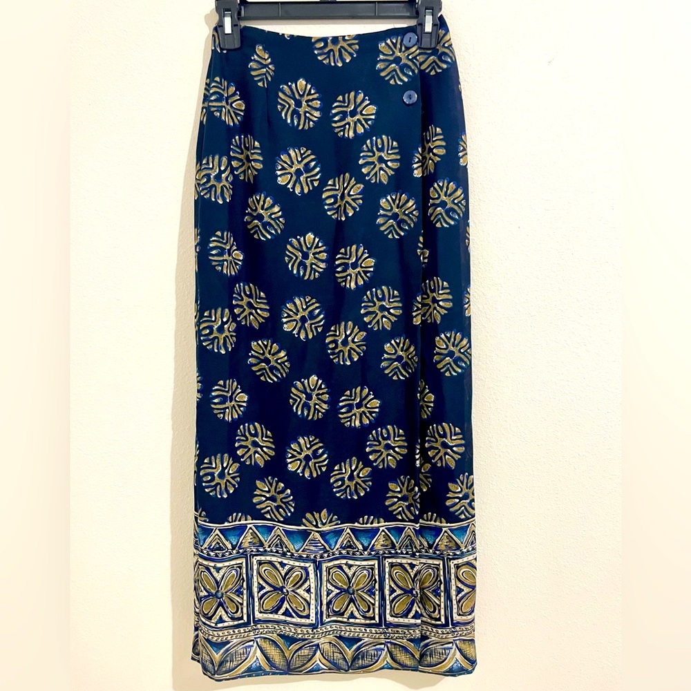 Navy Blue Maxi Wrap Skirt